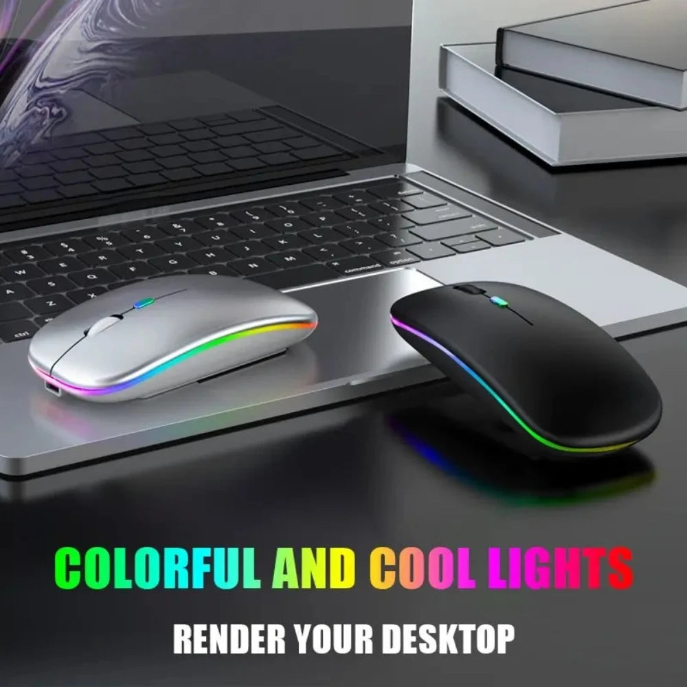 Wireless Mouse RGB Rechargeable Bluetooth Mice Wireless Computer Mause LED Backlit Ergonomic Gaming Mouse for Laptop PC 3600DPI