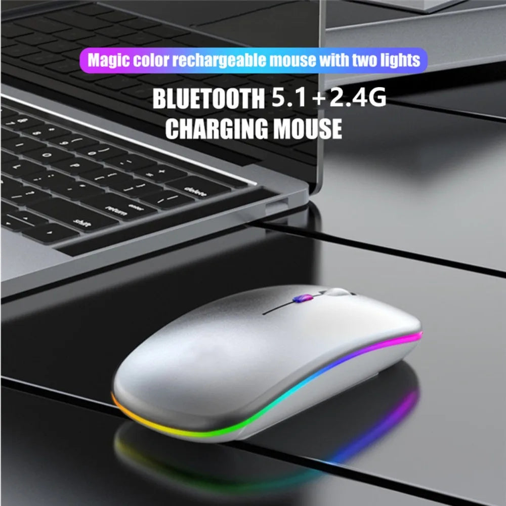 Wireless Mouse RGB Rechargeable Bluetooth Mice Wireless Computer Mause LED Backlit Ergonomic Gaming Mouse for Laptop PC 3600DPI